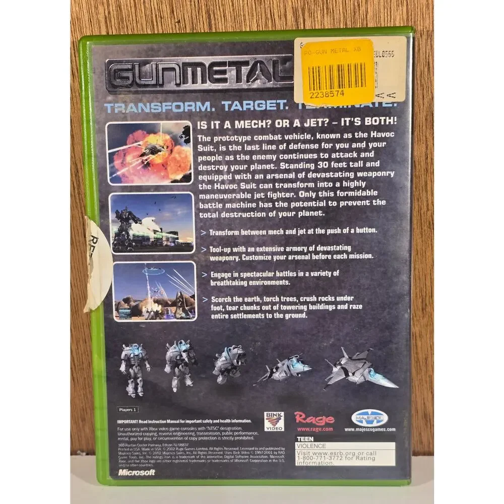 Gun Metal Xbox Game CIB Complete In Box